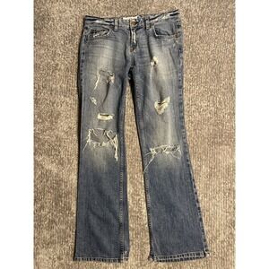 Armani Exchange Women's Chopper Shredded Bootcut Jeans Size 4 S Distressed Y2K